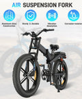 Air Suspension Fork For 20 Inch Fat Tire Mountain Snow Beach E Bike With 180mm Travel And 135mm Spacing 9mm QR Straight Tube