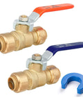 Three Quarter Inch Push To Connect Ball Valve Fitting For Copper CPVC PEX Plumbing With Upgraded Stiffener And Disconnect Clip Included