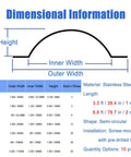Diagram of 10 Pack Stainless Steel Floor Cable Covers For Cords Curved Cable Trunking Raceways dimensional information