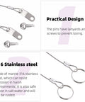 15 Piece Spring Loaded Lynch Pin Kit With 7/16 x 1-3/4 Inch Pins, stainless steel lanyard cables, screws shown