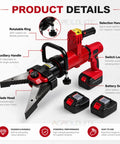 Cordless Hydraulic Shear and Spreader Tool Behemoth for Heavy Duty Metal Cutting and Expansion, featuring an auxiliary handle and battery switches.