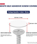 White Self Adhesive Screw Hole Sticker Caps 50 Pcs 14 mm Dust Proof Water Resistant PVC Covers For Wood Cabinets Furniture