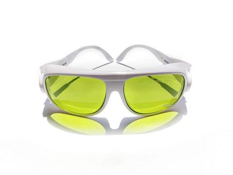 Pro Level Rugged Laser Safety Goggles With Universal EP Replacement Lenses For UV And Fiber Laser Protection, green lenses.
