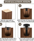 Installation steps for Heavy Duty Adjustable Leveling Feet Four Pack With One Inch Height Adjustment And Three Eights By Sixteen Thread Solid Steel Furniture Glides.
