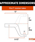 Diagram of Aluminum Trailer Hitch Ball Mount for 2 Inch Receiver 8000 Lbs Capacity 5 Inch Rise 6 Inch Drop