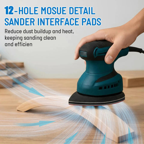 Five Pack Foam 12 Hole Sanding Pads For Black And Decker Mouse Sanders BDCMS20C And BDEMS600 Hook And Loop Triangular Detail Sander Pads With Anti Vibration Cushion Layer