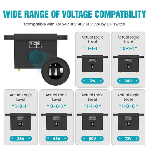 Voltage settings display for 12V 24V 36V 48V 60V 72V Battery Monitor Meter Waterproof LED Battery Capacity Voltage Indicator