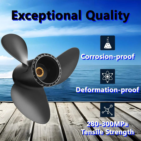 Aluminum Outboard Boat Propeller 11.75 Inch Diameter By 17 Inch Pitch, 13 Spline Tooth, Right Hand Rotation, for 40-50HP engines.
