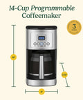 Plug-And-Play Programmable 14-Cup Coffee Maker With Temperature Control And Glass Carafe, Brew Strength Settings, front view