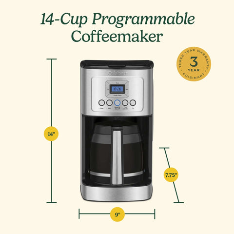 Plug-And-Play Programmable 14-Cup Coffee Maker With Temperature Control And Glass Carafe, Brew Strength Settings, front view