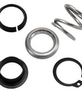 KPALAG steering column upper bearing kit components: metal bearing, split rings, rubber seal, C-clip, spring.