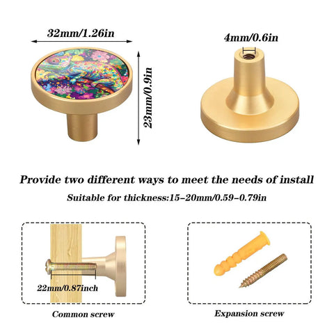 Customizable Cool Cartoon Color Changing Chameleon Cabinet And Drawer Knobs Decorative 1.26 Inch 32mm base and screws