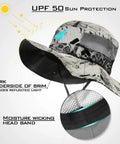 Sol Armis UPF 50 Boonie Hat For Men And Women, Prym1 Turquoise Fade, showing mesh vents, dark brim underside, and moisture-wicking headband.
