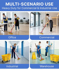 Commercial Sponge Mop With Stainless Steel Extendable Handle And Two Compressed Cellulose Heads For Heavy Duty Home And Business Cleaning used in office, commercial, industrial, and warehouse settings.