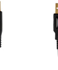 USB A To USB B 2.0 Cable A-Male To B-Male, 10 Foot, Shielded High Speed USB Cable With Gold Plated Connectors For Printers And External Hard Drives, Black, close-up ends