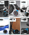 Seven In One Universal 54.6V 2A Ebike Charger For 48V Li Ion 13S Batteries showing various plug types on different e-bikes