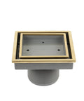 Tile In Shower Drain Kit In Gold With Marine 316 Stainless Steel Frame And ABS Base Lagos Veil Line Includes Hair Strainer And Key