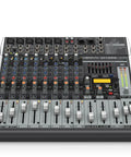 XENYX QX1222USB 16-Input Pro Live Sound Mixer with knobs and sliders, Klark Teknik FX, USB interface, top view
