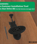 Hidden Fastener Installation Tool for Trex Hidden Fasteners and Composite Decking with Star Drive Bit on wooden deck