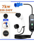 Heavy Duty Portable Ev Charger With Type Two And J1772 Adapters featuring a 7Kw output and waterproof design for travel.