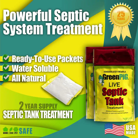 Enzyme Based Septic Tank Treatment Packets For Preventative Maintenance That Stops Clogs And Odors 2 Year Supply package