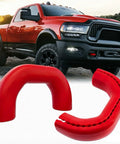 RAM 2500 3500 Tow Hook Covers Red Car Tow Hitch Cover Set For 2019 To 2026 Dodge RAM 2500 3500 shown with red truck