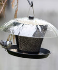 Outdoor Bird Feeder Dual Use Metal Mesh With Weatherproof Dome 2.5 Pound Seed Capacity For Finches And Cardinals Keeps Seeds Dry