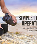 Person using Minipresso GR Portable Espresso Machine For Ground Coffee, Manual Hand Press Coffee Maker, outdoors on rock