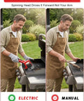 Comparison of manual grill brush and Beast 800 RPM Cordless Grill Scrubber With LED Light in use