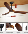 Farmhouse Outdoor Ceiling Fan With Lights, 60 Inch wood blade, damp rated, remote control, LED light for patios and porches.