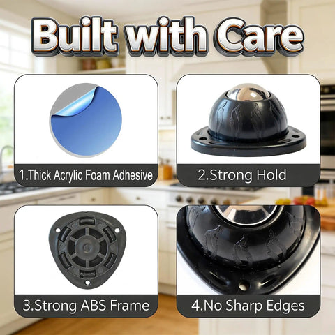 Heavy Duty Self Adhesive Furniture Casters 8 Pack Stick On Swivel Wheels With Killer Strength Adhesive for strong hold and sturdy design.