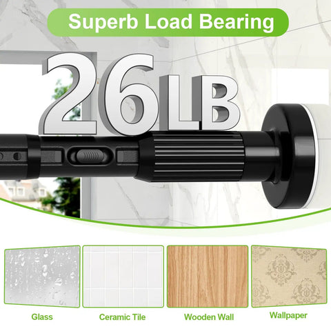 One Click Extendable Heavy Duty Tension Curtain Rod 41 To 165 Inch No Drilling Outdoor Rod 26LB load bearing