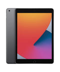Top Shelf 10.2 Inch Retina Display Tablet Equipped With A12 Bionic Chip And Snappy Neural Engine For Flawless Streaming And Effortless Multitasking In Sleek Space Gray. Front and back view.