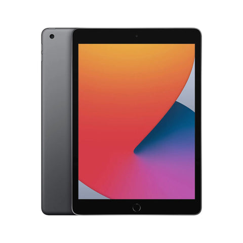 Top Shelf 10.2 Inch Retina Display Tablet Equipped With A12 Bionic Chip And Snappy Neural Engine For Flawless Streaming And Effortless Multitasking In Sleek Space Gray. Front and back view.