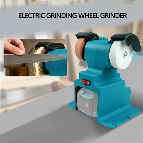 Fafeicy 200W Cordless Mini Bench Grinder Polisher, 7000Rpm Handheld Grinding Machine Fits Makita 18V-21V Battery, for metal detailing.