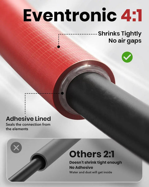 4 To 1 Heat Shrink Tubing Kit With Extra Length Tubes 200 Pcs Adhesive Lined Dual Wall Waterproof Shrink Tubing cross-section view