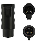 NACS To J1772 EV Charger Adapter For Level 1 And Level 2 Charging, 80 Amps At 250 Volts shown with plug ends and security lock