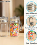 Top Tier 12 Pack 7 ml Mini Glass Bottle Keychains Featuring Secure Screw Lids And Heavy Duty Metal Rings Ready To Roll With You Anywhere Sweet For Oils Perfumes And Craft Projects Or Party Favors, with colorful candy in one bottle.