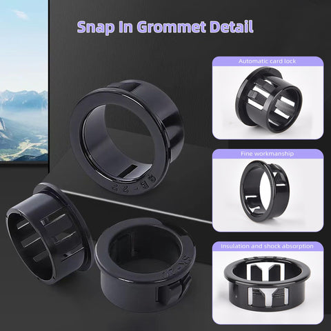15 Pack Black Snap In Knockout Bushings For Wiring And Hoses, 35 Mm Mounting Diameter, Nylon Round Grommets With Locking Fit