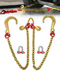 Heavy Duty Grade 80 V Bridle Towing Chain 5/16 Inch, 3 Feet With 8 Inch Hooks, suitable for car carriers and haulers