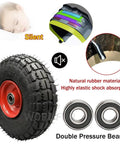 Heavy Duty Silent Swivel Casters With Chunky Rubber Tires Glide Smooth On Carpet Or Hardwood For Couches Desks Duffle Carts And Gear Bags At The Gym Or Garage Hangout. Closeup of chunky rubber tire with steel rim.