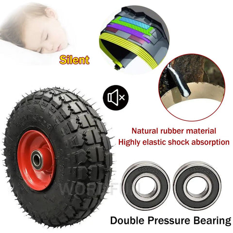 Heavy Duty Silent Swivel Casters With Chunky Rubber Tires Glide Smooth On Carpet Or Hardwood For Couches Desks Duffle Carts And Gear Bags At The Gym Or Garage Hangout. Closeup of chunky rubber tire with steel rim.