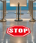 5 Pack Large Stop Stickers 17 By 17 Inches Vinyl Road Warning Sign For Worksite Safety Heavy Duty Industrial Grade Vinyl Resists Foot Traffic Forklift Wheels And Scuffs red STOP floor sticker