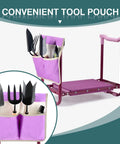 Fold Away Garden Kneeler And Seat With Tool Pouch 2 In 1 Stool showing tool storage pockets and purple kneeler pad