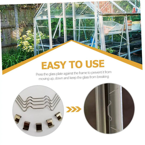50 Piece Greenhouse Glass Fixing Clips Stainless Steel Z Type Clamps Repair Kit For Film Covering Weatherproofing Easy To Use And Carry For Greenhouse Glass Panes In Storms And High Winds Lightweight And Portable Grab And Go Ready