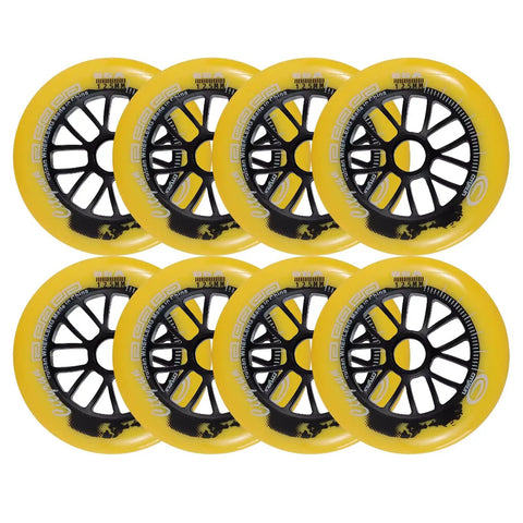 Inline Skate Wheels Outdoor And Indoor 6 To 8 Pack 85A Durable PU Wheels With Bearings in yellow color for smooth rolling