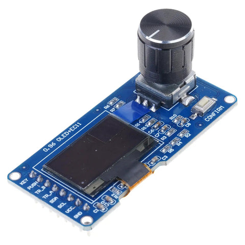 OLED Display Rotary Encoder Module With I2C Protocol For Parameter Tuning In Embedded Systems And Prototyping Handy OLED Encoders Combo For Lab Gear IoT Projects And Portable Devices, blue PCB with 0.96in OLED and EC11 knob