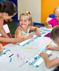 Children using 60 Pack Ocean Themed Sea Animal Name Tag Stickers For Back To School Marine Life Adhesive Labels in classroom.