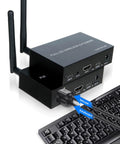 Hassle Free Wireless Kvm Extender With Hdmi No Wiring Headaches Quick Setup Sweet Long Range 1080P 60Hz Audio Video Transmitter Receiver Set For Keyboard Mouse And Usb Gear, showing device with USB connections.