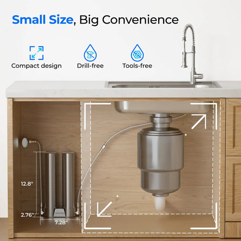 DST Under Sink Water Filter System For Cold Municipal Tap Water, NSF Certified Elements, installed under kitchen sink
